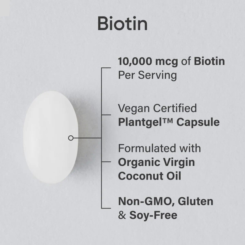 Biotina Fuerza Mxima Con Aceite De Coco 120 Caps 10,000