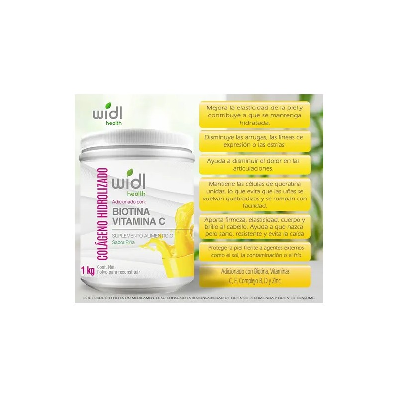 Colágeno Hidrolizado Sabor Piña Biotina Vitamina Widl Health