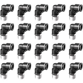 PIONFYNES 20PCS Push to Connect Fittings 1/4 Inch Tube OD x 1/4 Inch NPT Thread Pneumatic Elbow Quick Connect Air line fittings