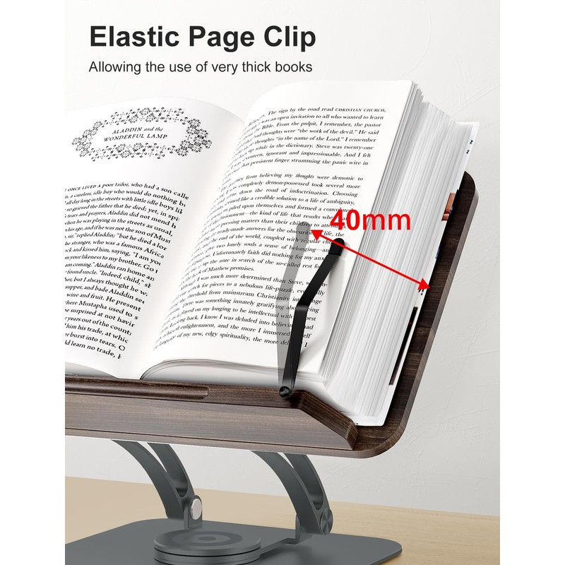 Tounee Book Stand for Reading, Adjustable Book Holder with 360°