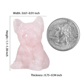 mookaitedecor Rose Quartz Mini Crystal Stone Dog Figurine, Hand Carved Animal Puppy Statue Sculpture Decoration for Home Office Lucky Fortune Gift, Height 1.1-1.38"
