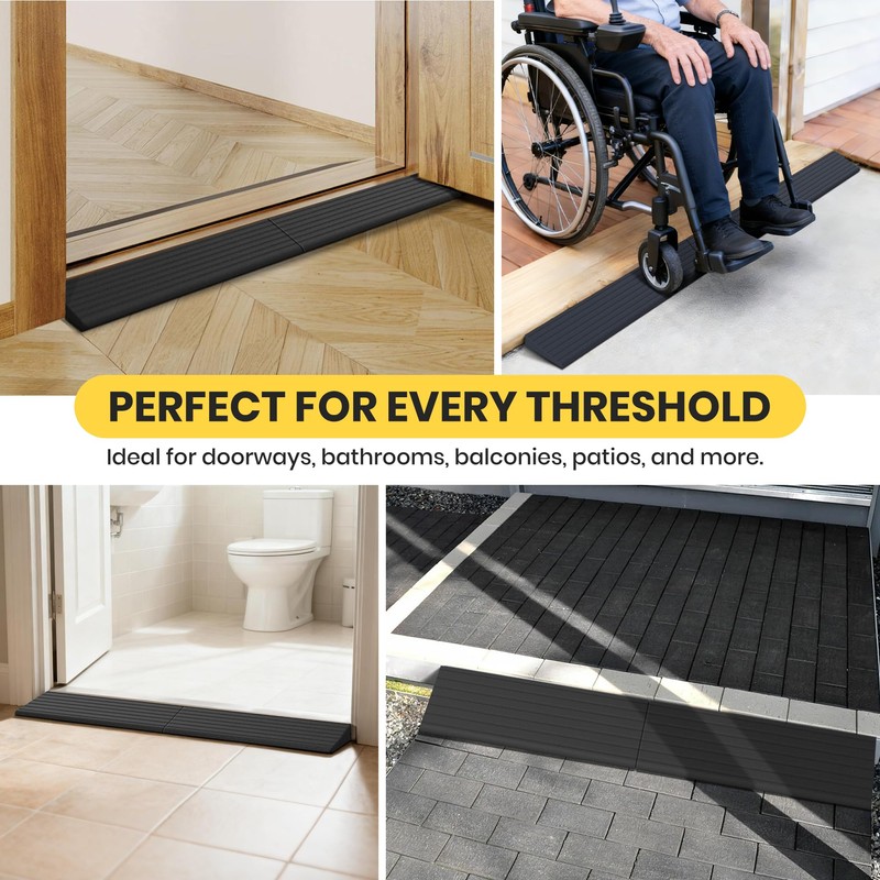 Nuvium 1 Inch Rubber Threshold Ramps for Doorways, 2 PCS