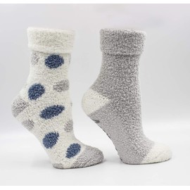 Women's Non-Skid Warm Soft and Fuzzy Eucalyptus Mint and Shea Butter Infused 2-Pair Pack Slipper Socks with Sachet Gift, Fog Grey