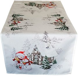 matches21 HOME & HOBBY Robina Tablecloth 85 x 85 cm with Winter Landscape Snowmen & Cottage Polyester