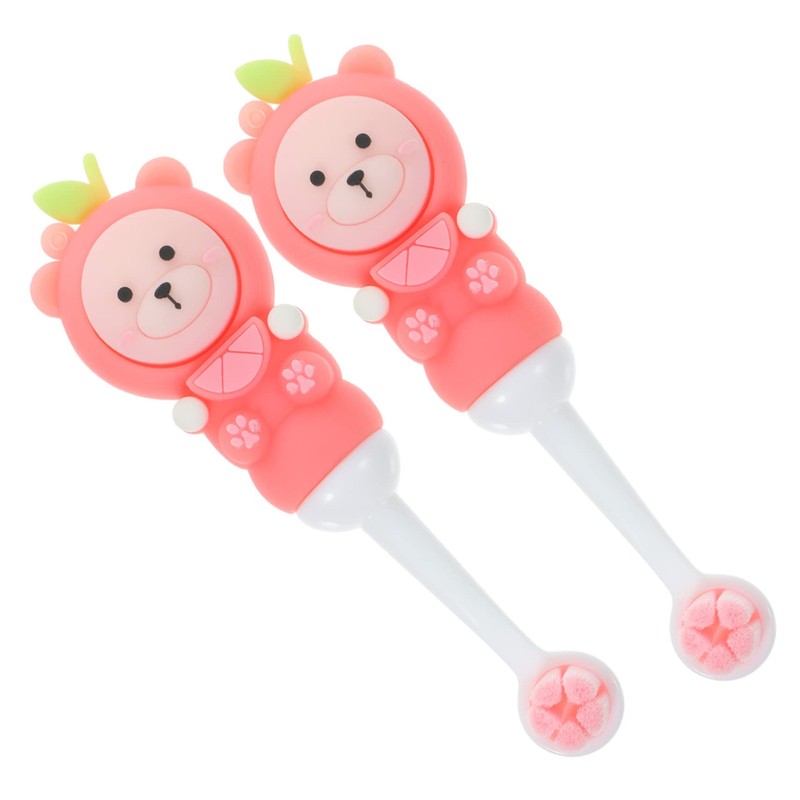 WOONEKY 2pcs Cute Bear Toothbrushes Soft Bristles for Gentle Cleaning