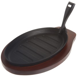 Winco Fajita Platter w/Gripper, 3-pc Set, Cast Iron