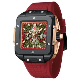 MF MINI FOCUS Men Watches Fashion Square Wrist Watches (Chronograph/Waterproof/Luminous/Calendar) Silicon Band Watch for Men