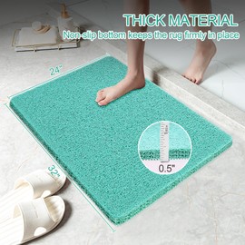 Joyhalo Shower Mats for Showers Anti Slip for Elderly, 32'' x 24'' Non Slip Bath Mat for Inside Shower, Bath Tub Mats for Bathroom Non Slip for Shower, PVC Loofah Bathroom Mats, Aqua
