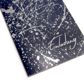 nikima Schönes für Kinder 5 Elegant Folding Invitation Cards Splash Silver Navy with 5 White Envelopes for Birthday, Confirmation, Anniversary, Coming of Youth, Dark Blue