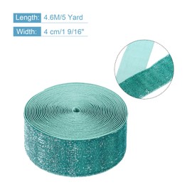 sourcing map Metallic Glitter Velvet Ribbon 1 1/2" x 5 Yard Single Face Sparkle Ribbon Gift Wrapping with Gold Powder Light Blue