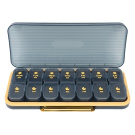 Travel Weekly Medication Organizer 2 Times A Day Sealed 7 Day Semi Transparent Portable Vitamins Box for Vitamins Fish Oils Blue