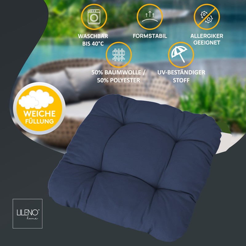 Lileno Home Chair Cushion, 38 x 38 x 8 cm