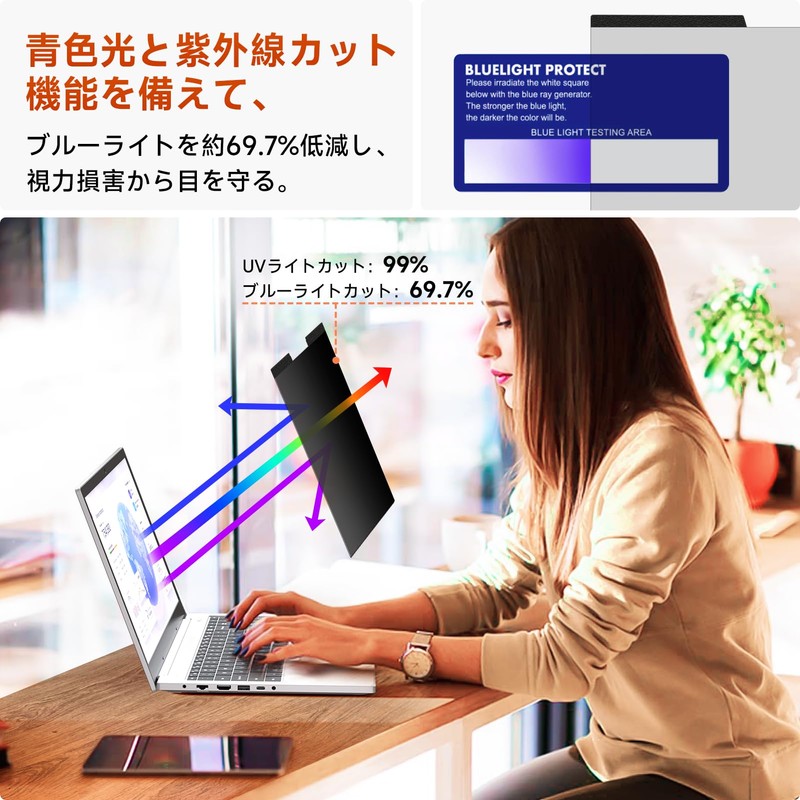 Mamol 14" 16:9 Magnetic Computer Privacy Filter, Anti-Peeping Filter, Blue