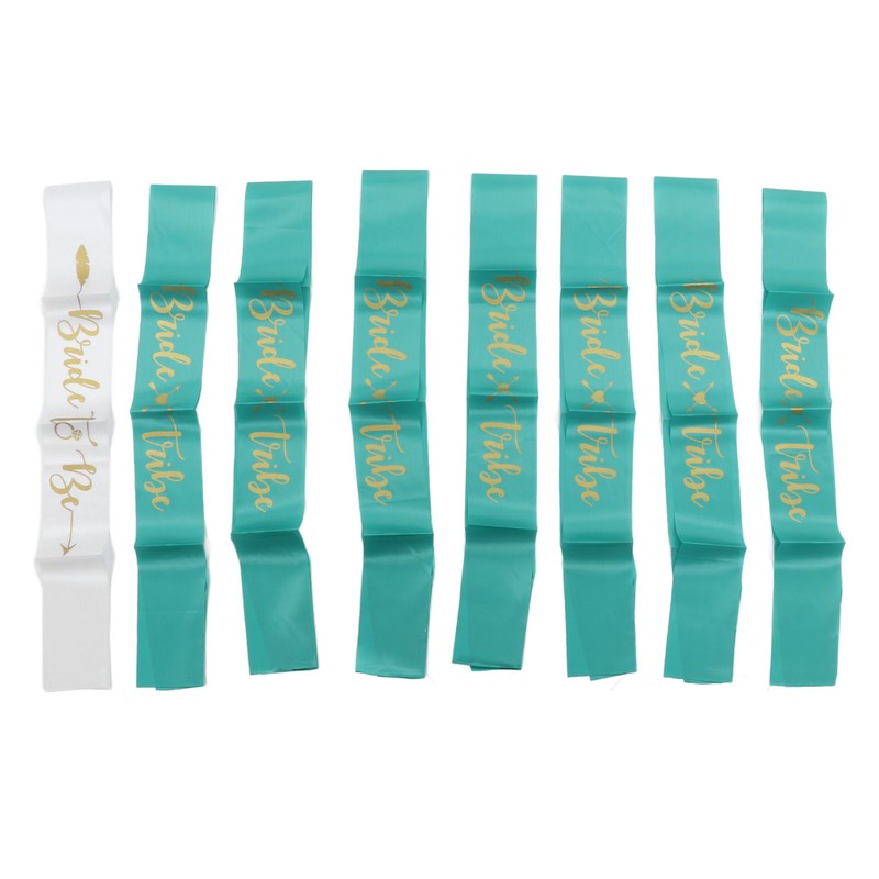 8Pcs Bride Bridesmaid Sash Gold Letters Hypoallergenic Material Wedding Bride