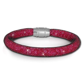SilberDream SDA050P9 Fuchsia Bracelet for Women Mini Crystals 18 cm Stainless Steel Bracelet, Plastic Stainless Steel