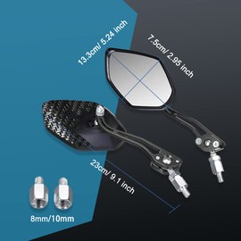 ASUBHA 2PCS Motorcycle Mirrors, Motorcycle Mirrors for Handlebar, Convex Handlebar Rear View Side Mirror with M8 M10 Bolt, Wide Angle Rear View Mirror Car Accessories for Scooter ATV UTV Dirt Bike