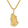 RepaTime Gold Plated Necklace with Praying Hands Pendant Stainless Steel