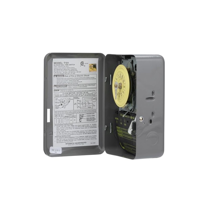 Intermatic T101 24-Hour Mechanical Timer Switch - 120V SPST, Indoor