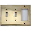 Unlacquered Polished Brass 3 Gang Combination Switch Plate - 2