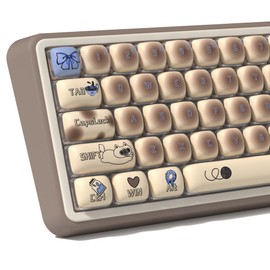 dagaladoo Grey PBT Keycaps Set,MOG Profile Cute Keycaps, Shine Through Keyboard Key caps Dye Sublimation Custom Key Cap for 100% 75% 65% 60% TKL US Layout Mechanical Keyboard(Milk Cat