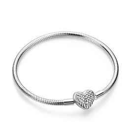 Jokmeo Snake Link Bracelet 925 Sterling Silver Women's Bracelet for Charm Beads, Silver Jewellery for Valentine's Day, Mother's Day, Birthday, Christmas, Gift for Women (Wings), Silver, Zircon