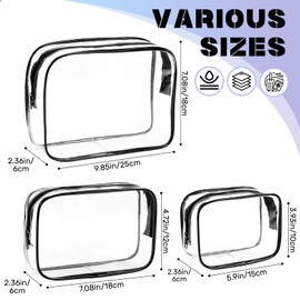 3 Pcs Clear Travel Toiletry Bag,TSA Approved Liquids Bag,Clear Makeup Bag Travel Toiletries Bag,Travel Size Toiletries Bag Travel Essentials (Clear)