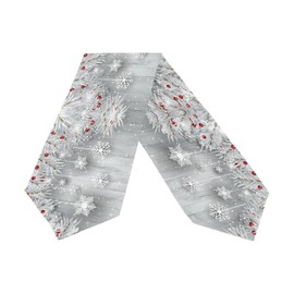 ALAZA Double-Sided Silver Christmas Tree Snowflake Table Runner 13 x 90 Inches Long,Table Cloth Runner for Wedding Party Holiday Kitchen Dining Home Everyday Decor