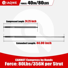 IAQWE ST440M80 44Inch 80Lbs/356N Gas Struts Shock Spring Lift Support for Tonneau Cover Heavy Duty RV Bed TV Cabinet Murphy Truck Bed Floor Hatch Storage Toolbox Lid Truck Topper Camper Window, 2Pcs