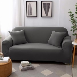WOWTOY Sofa Cover 1 2 3 4 Seater Slip Cover Sofa Couch Stretch Elastic Fabric Sofa Protector (3 Seater, Grey)