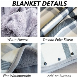 Fleece Wearable Blanket with Buttons - Comfy Poncho Throw Flannel Blanket Shawl - Plush Sleeveless Blankets for Women & Men (55.12x39.37 inches)