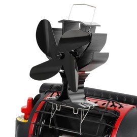 Signstek 4-Blade Heat Powered Wood Stove Fan + Heater Bracket to Secure the Fan to the Heater, Specifically Designed for Heaters. Perfect for Camping/Picnics (Stove Fan with Hook)