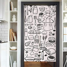 MYRU Japanese Curtain Noren Japanese Curtain for Restaurant Closet Door Entrance Feng Shui Doorway Curtain (White Food,33.5 Inches x 59 Inches)