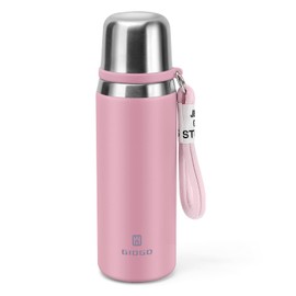 Stainless Steel Flask with Cup 700ml/23.6oz Vacuum Insulated Thermo Bottle Keep hot and Cold Water Bottles Coffee flasks.(Pink)