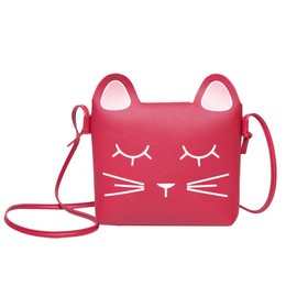 Cute Little Girls' Shoulder Bag Handbag Purse, Princess Mini Bags, Cat Cross Body Messenger Bag (red)