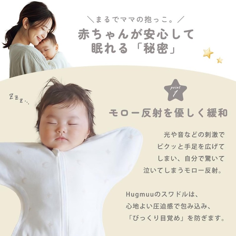 Hugmuu Swaddle Cotton Swaddle, Partial Mesh, Newborn, Moro Reflective, Sleeping,