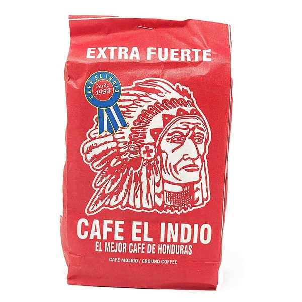 Cafe Molido - Coffee El Indio Extra Fuerte | Ground Strong Coffee From Honduras |Packed in a plastic bag | 16 individual bags total of 1 ounce each|Guaranteed Best Coffee 100%Customer Satisfaction (8 Pack)