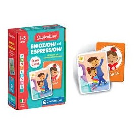 Clementoni Sapientino Baby Montessori - Emotion and Expression Cards, 30 Tactile Flashcards, Children 1-3 Years, Educational Game to Discover Emotionality, Made in Italy, Italian Language, 16833