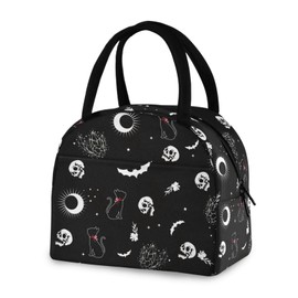 NCRJCZQL Skull Cat Moon Gothic insulated Lunch Bag Travel Picnic Durable Bags Shopping Box for Women Office Work School Picnic Hiking