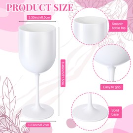 Teenyyou Plastic Wine Glasses Set of 6, 16 oz Goblet Acrylic Plastic Reusable Unbreakable Wine Cups for Bachelorette Wedding Bridal Shower Birthday Party (White)