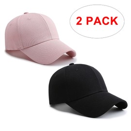 PFFY 2 Packs Baseball Cap Golf Dad Hat for Men and Women, Pink+black, One Size