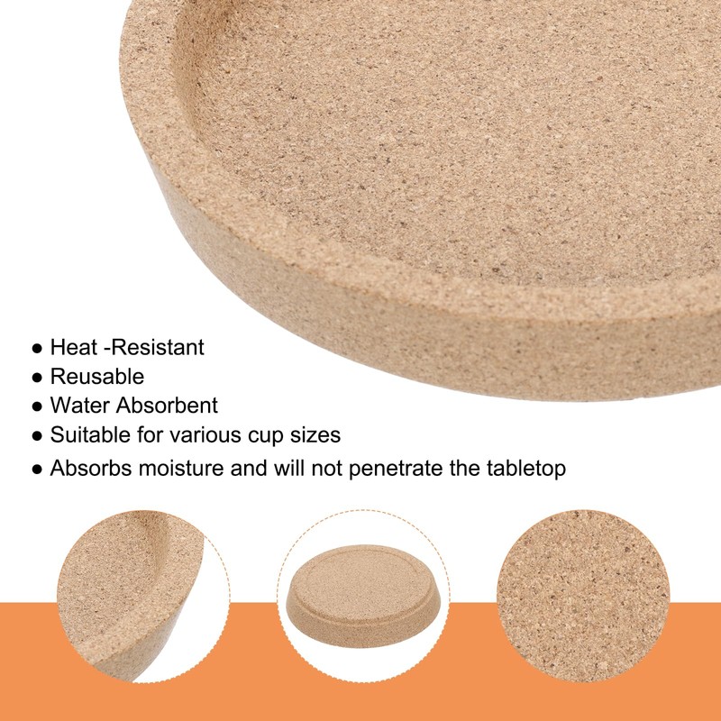 uxcell 4pcs Cork Coaster with Lip for Drinks Absorbent, 4