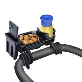 Universal Stroller Snack Tray, 3 in 1 Stroller Cup Holder Tray with Phone Holder Silicone Flexible Arms Grip Stroller Tray for Uppababy, Baby Jogger, Britax, BOB Stroller Wheelchair Accessories