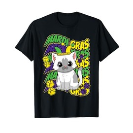 Mardi Gras Cat Animal Beads Mardi Festival Mardi Gras T-Shirt