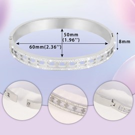 JJDreams Cross Bracelet with Rhinestone Classic Tennis Bracelet Cubic Zirconia Stones Bangle Stainless Steel Bracelet,Silver