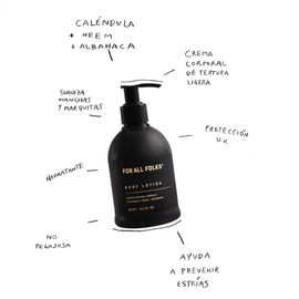 Crema Natural para el Cuerpo a Base de Caléndula, Albahaca y Romero - For All Folks, Crema Hidratante Corporal, Aroma Fresco y Relajante. (60 ML)