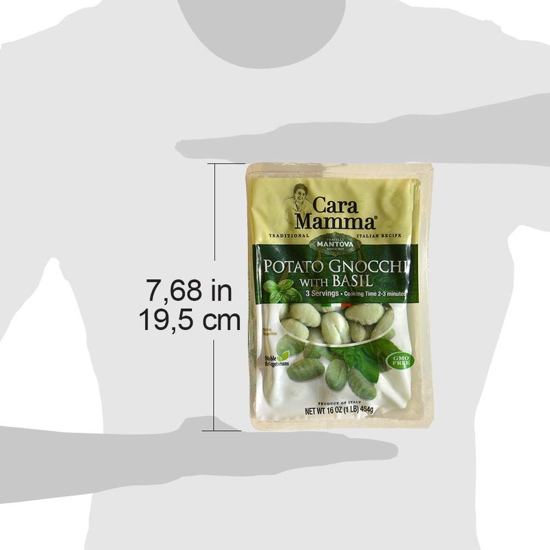 Mantova Cara Mamma Basil Potato Gnocchi Pasta, 16 Ounce (Pack