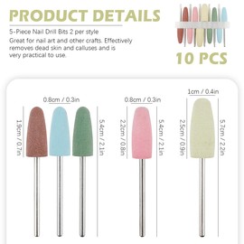 Silicone Nail Drill Bits, 10 Pcs Russian Manicure Drill Bits, Silicone Polisher Nail Grinders Drill Bits Manicure Machine Tools, 5 Colors