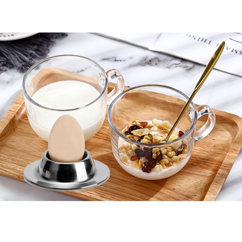 LERTREE 2 Pcs Stackable Stainless Steel Egg Trays Cups Egg