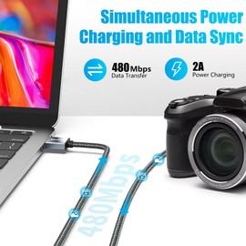 Meokse Mini USB Cable 50FT/15M Portable USB 2.0 Type A to Mini B High Speed Data Charging Cable Compatible with Hero HD, Cell Phones, MP3 Players, Dash Cams, Digital Cameras, Dash Cams