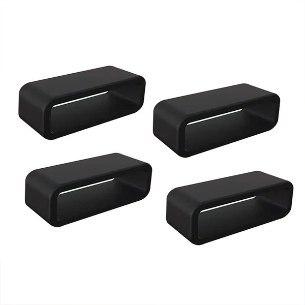 Aliotech 4pcs Rubber Leather Watch Band Strap Loops Black Silicone
